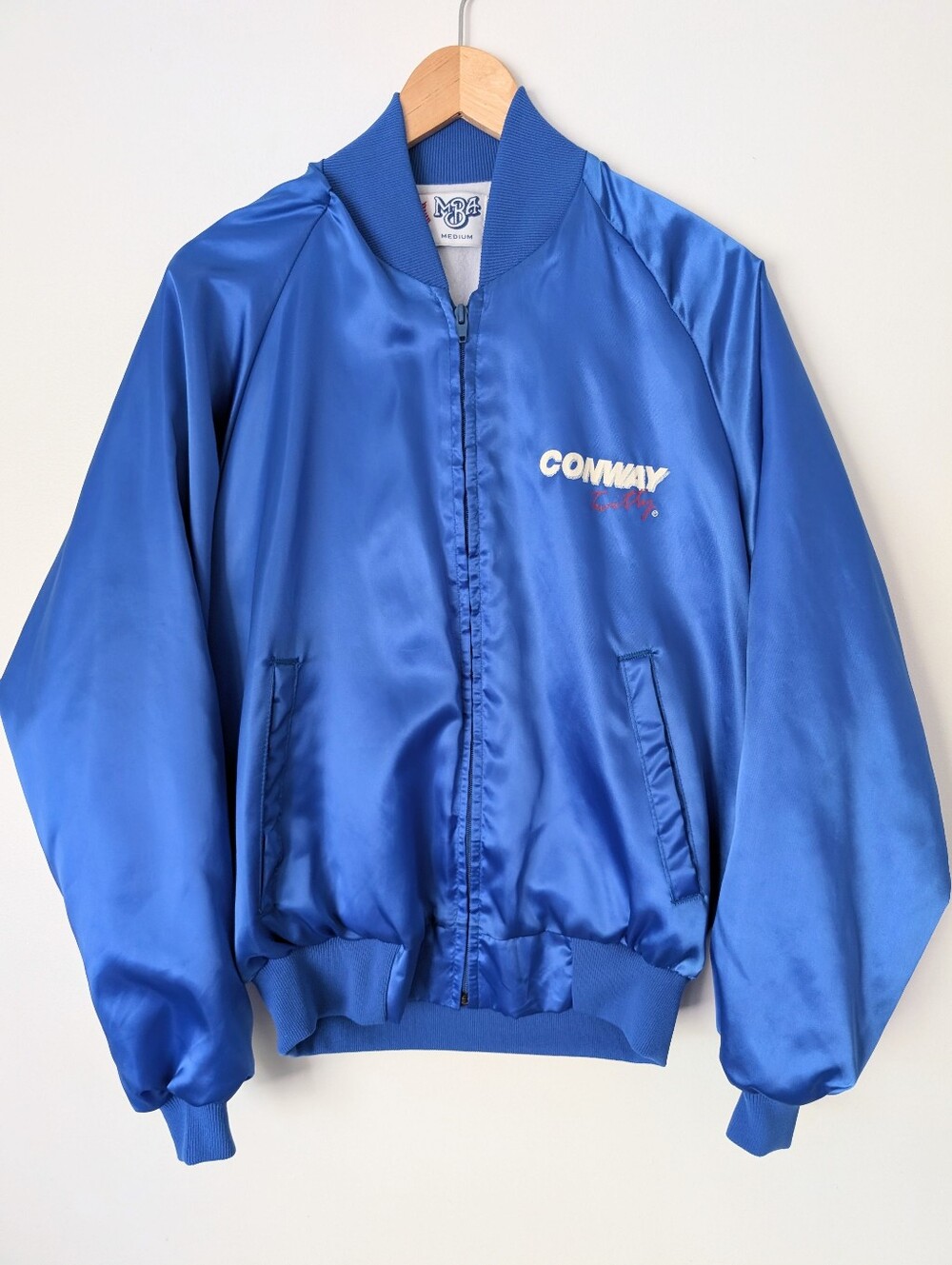 Rare Vintage Conway Twitty MBA Blue Satin Bomber Jacket